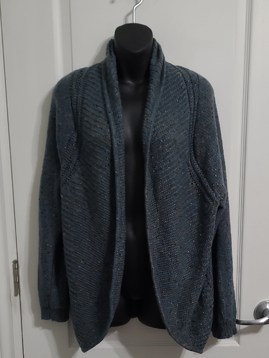 Denver Hayes Sweaters - Denver Hayes Teal Speckled Open Front Cardigan Sweater Sz Large